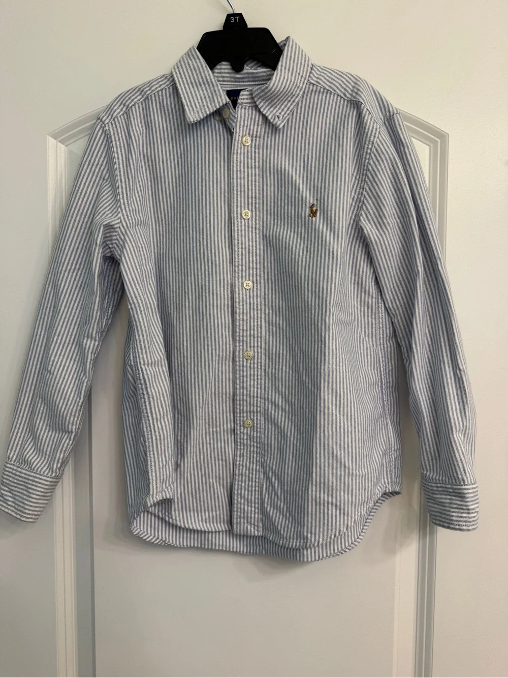 Ralph Lauren Blue and White Striped Button-Down Shirt